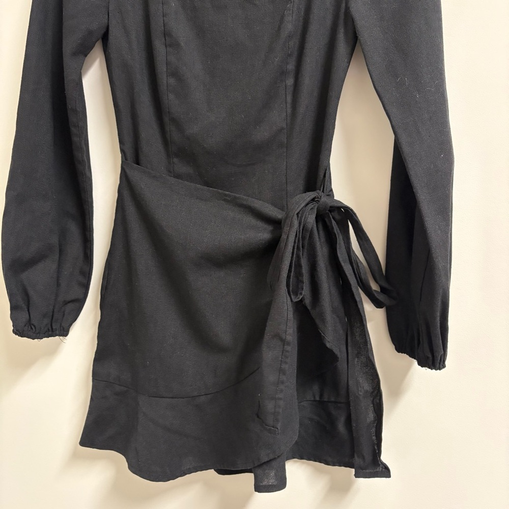 Princess Polly Womens Size 2 Long Sleeve Wrap Dress Square Neck - Picture 5 of 8